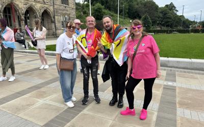 RBH customers and colleagues at the Rochdale Pride event outside the town hall